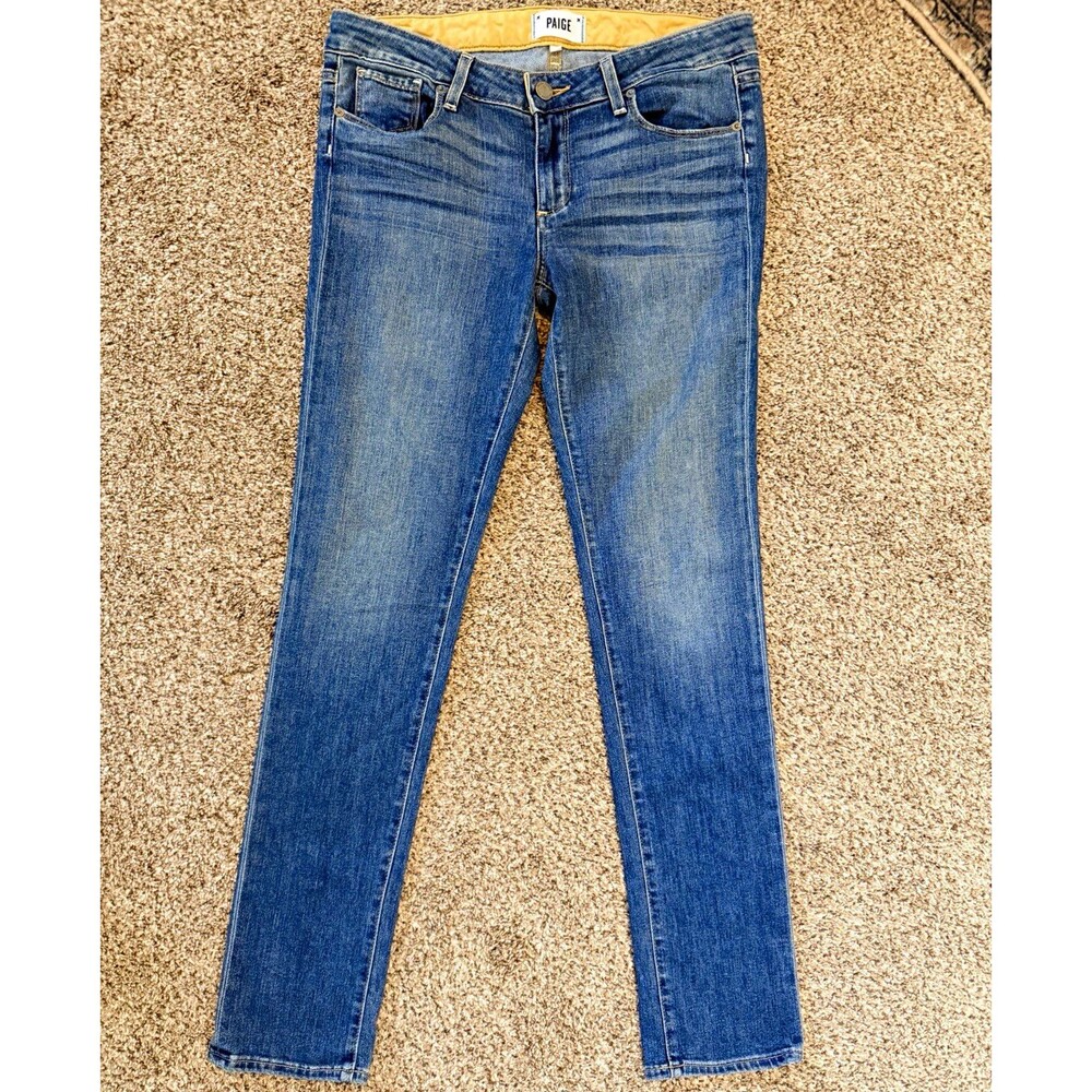 PAIGE Women’s Verdugo Mid Rise Medium Wash Stretch Skinny Jeans Blue Size 27